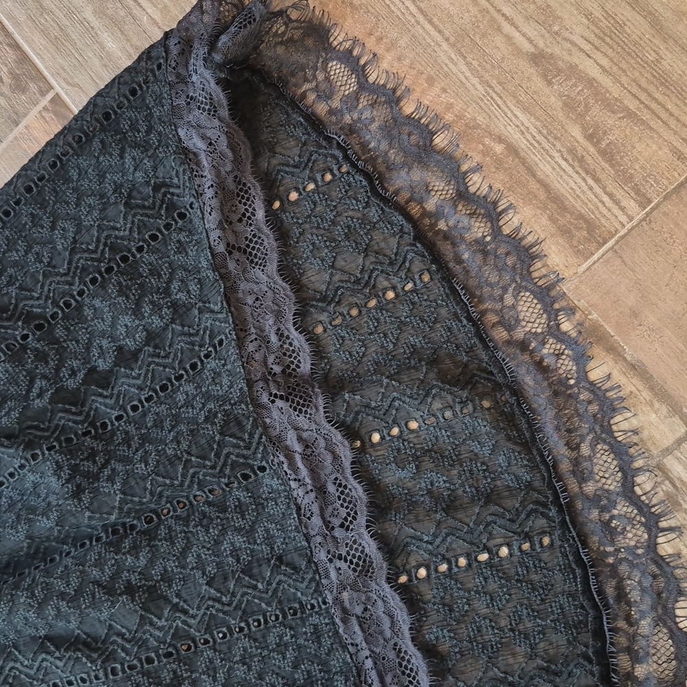 XS/S GYPSY Black Lace Subtle High Low Partially Lined Romantic Boho Lace Dress - Picture 3 of 12